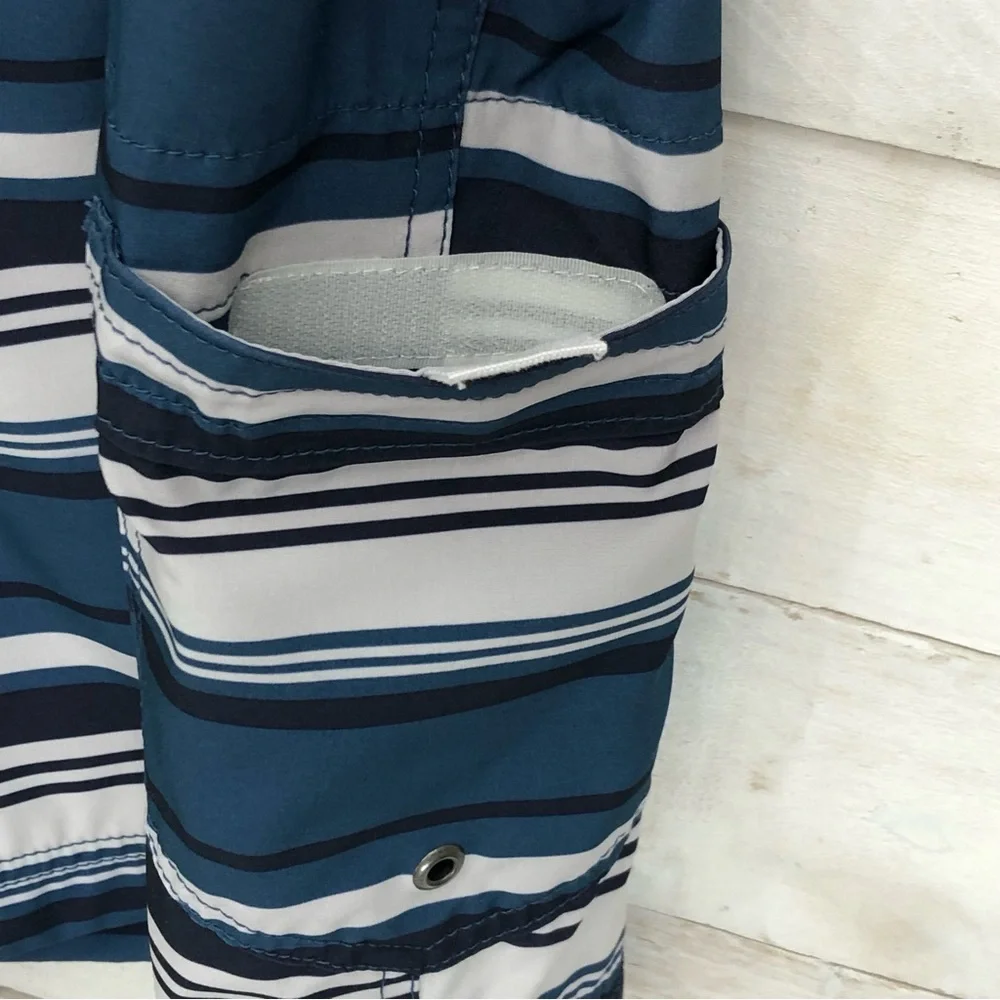 J. Crew Striped Swim Trunks Shorts • Sz 34 • Blue • EUC